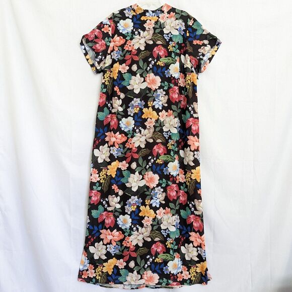 eShakti Wayward Fancies 3X 24W Floral Maxi Shift Dress Pockets Bow Plus Size - Picture 2 of 12